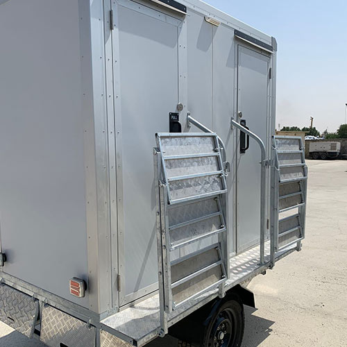 solar powered mobile trailer toilet exterior front